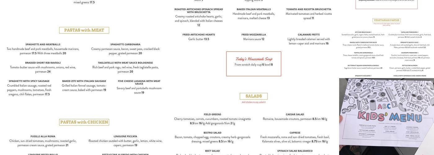 Pastini Menu