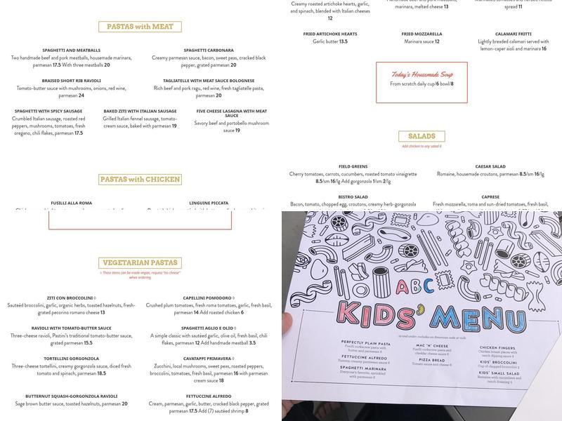 Pastini Menu