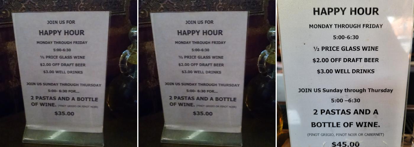 Bacchus Menu