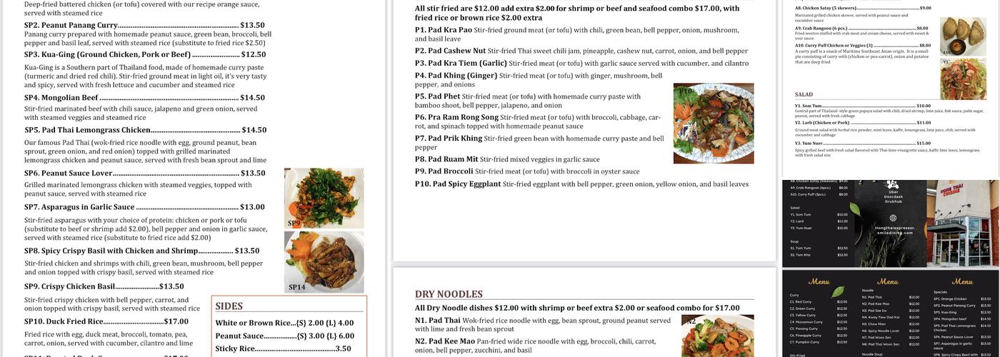 Hong Thai Restaurant Menu