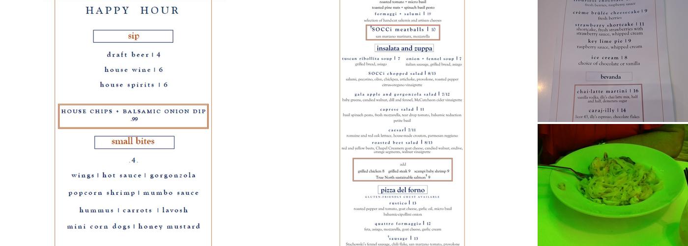 SOCCi Menu