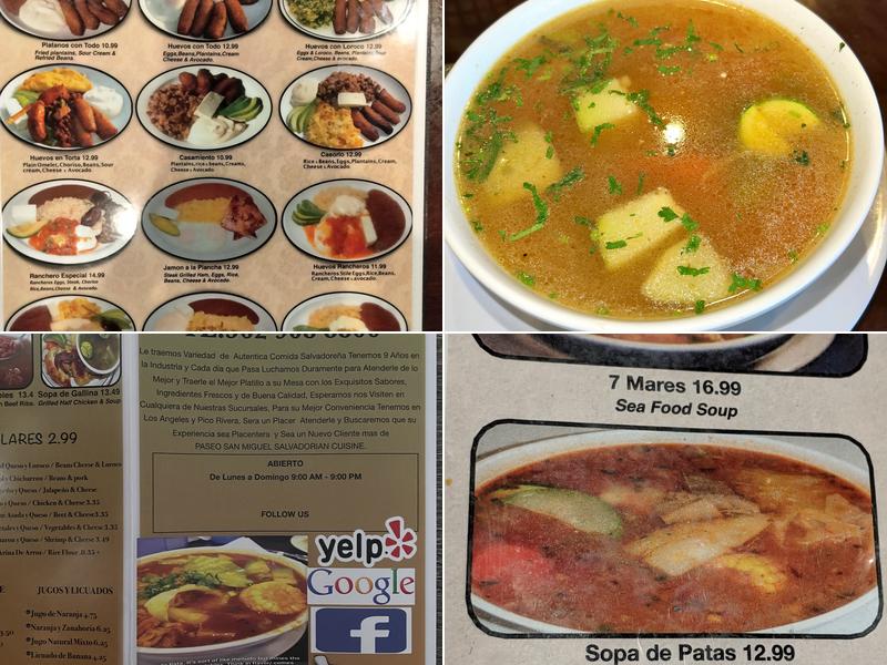 Paseo San Miguel Menu