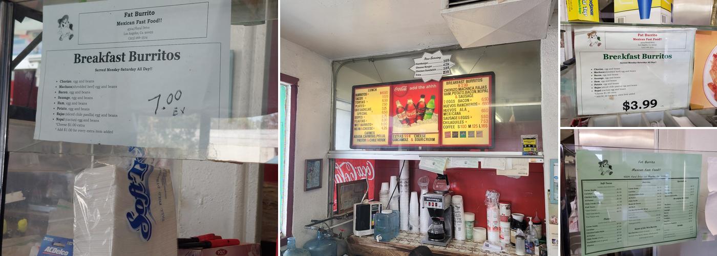 Fat Burrito Menu