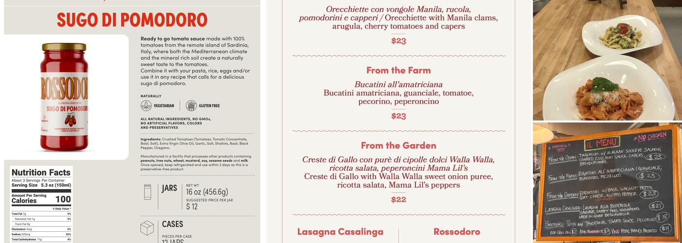 Pasta Casalinga Menu