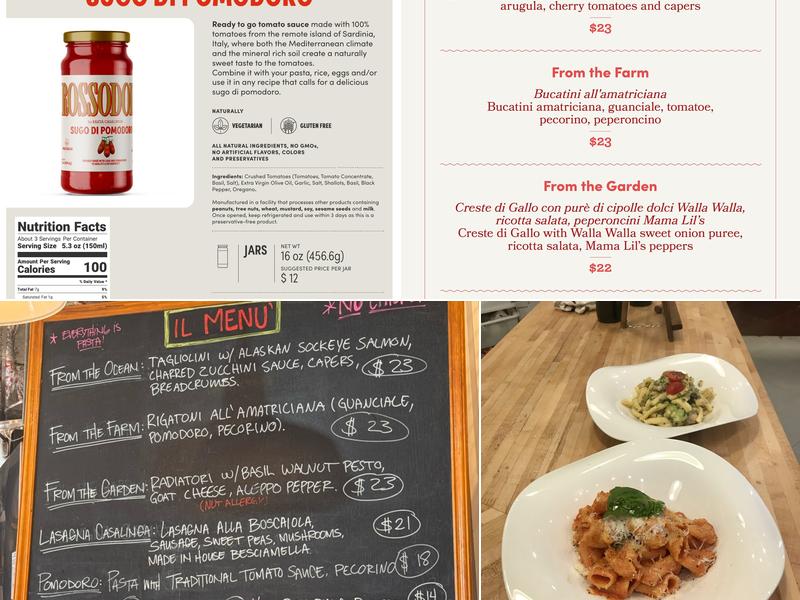 Pasta Casalinga Menu