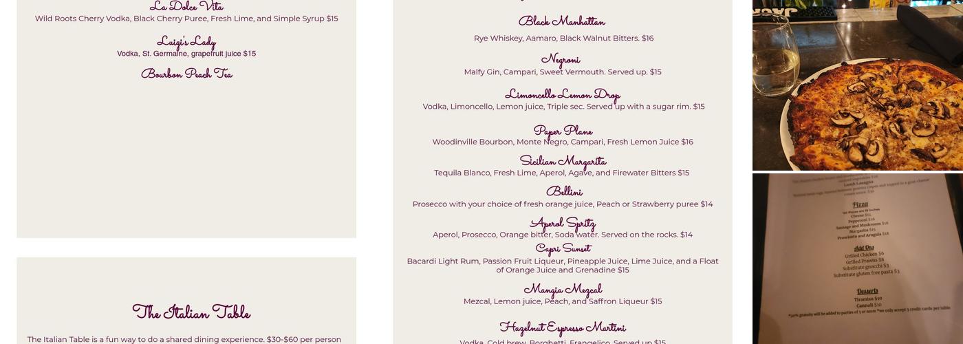 Luigis Italian Eatery Menu