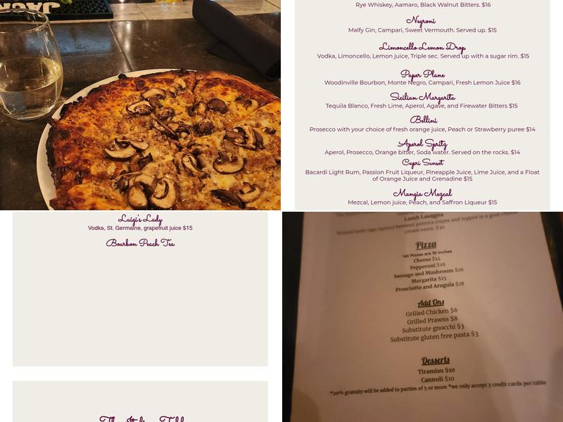 Luigis Italian Eatery Menu