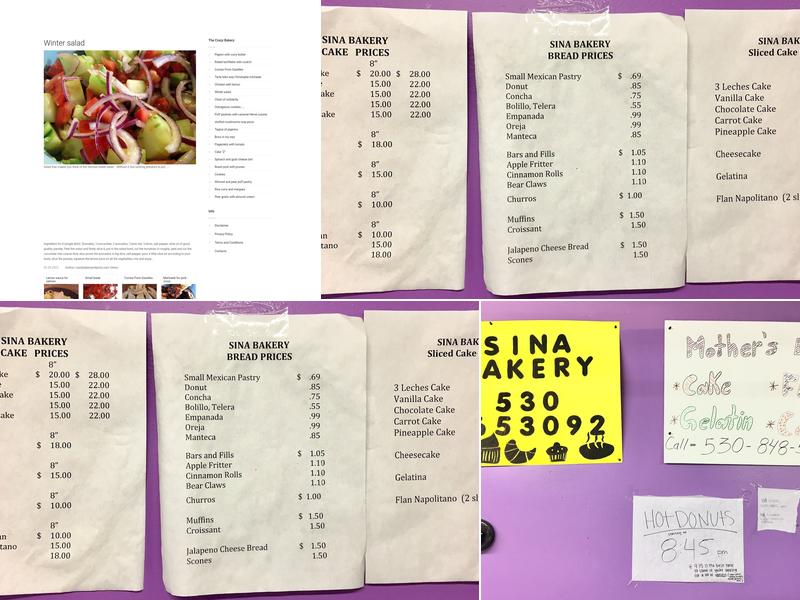 The Crazy Bakery Menu