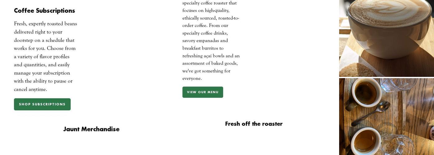 Jaunt Coffee Roasters Menu