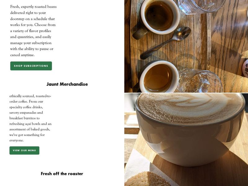 Jaunt Coffee Roasters Menu