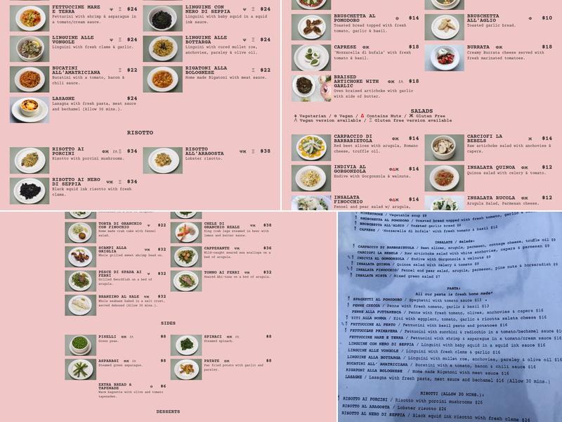 Speranza Menu