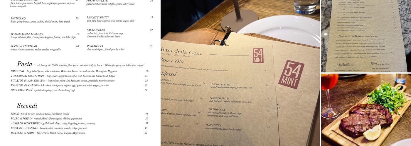 54 Mint Ristorante Italiano Menu