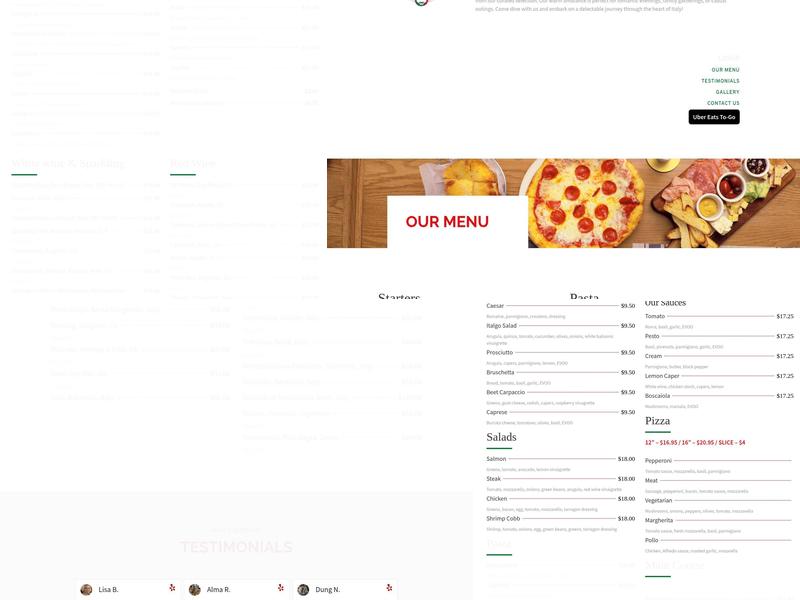 Italgo Pasta Bar Menu