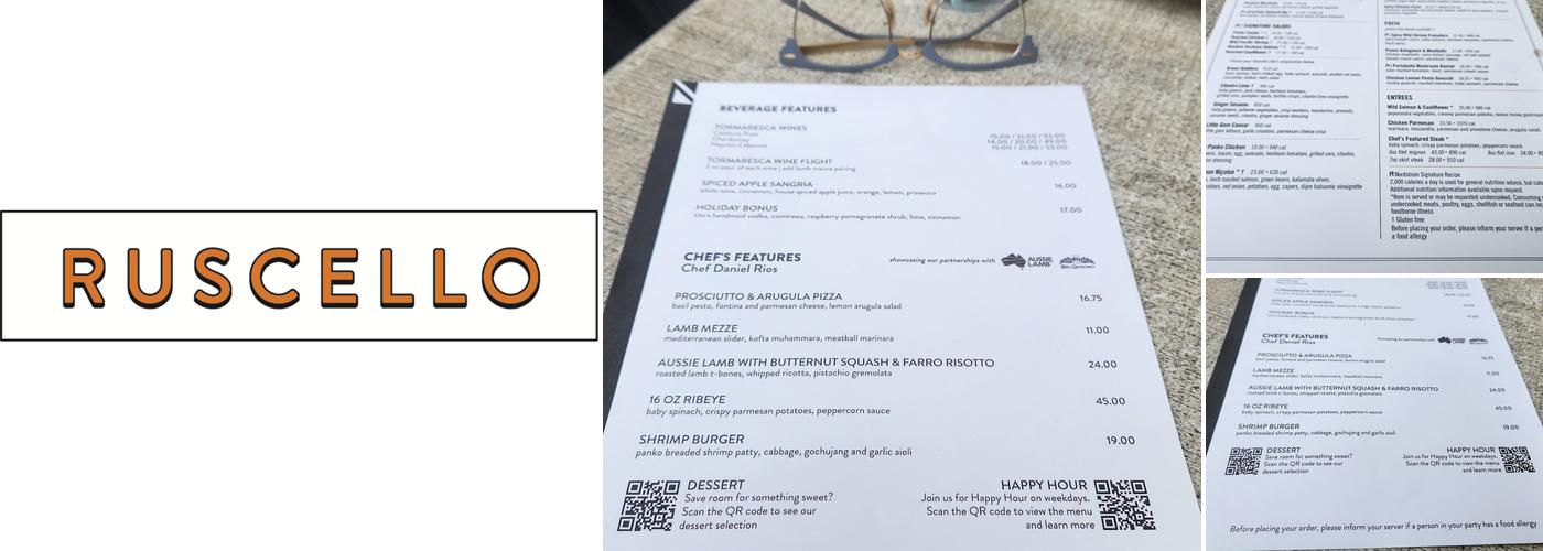 Ruscello Menu