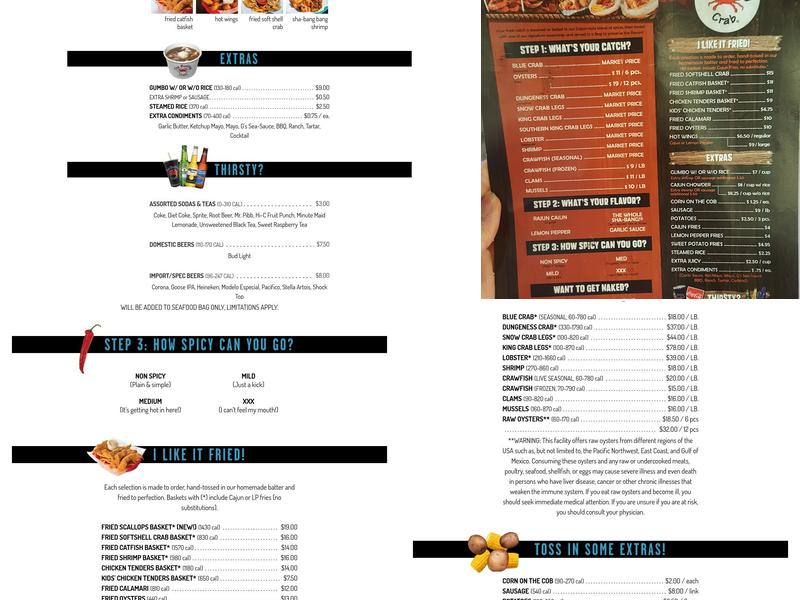 The Boiling Crab Menu