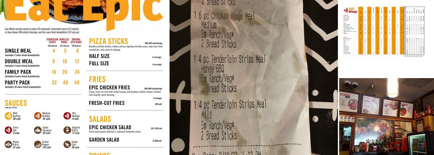 Epic Wings Menu
