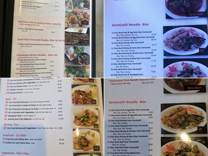 Pho Tai Menu