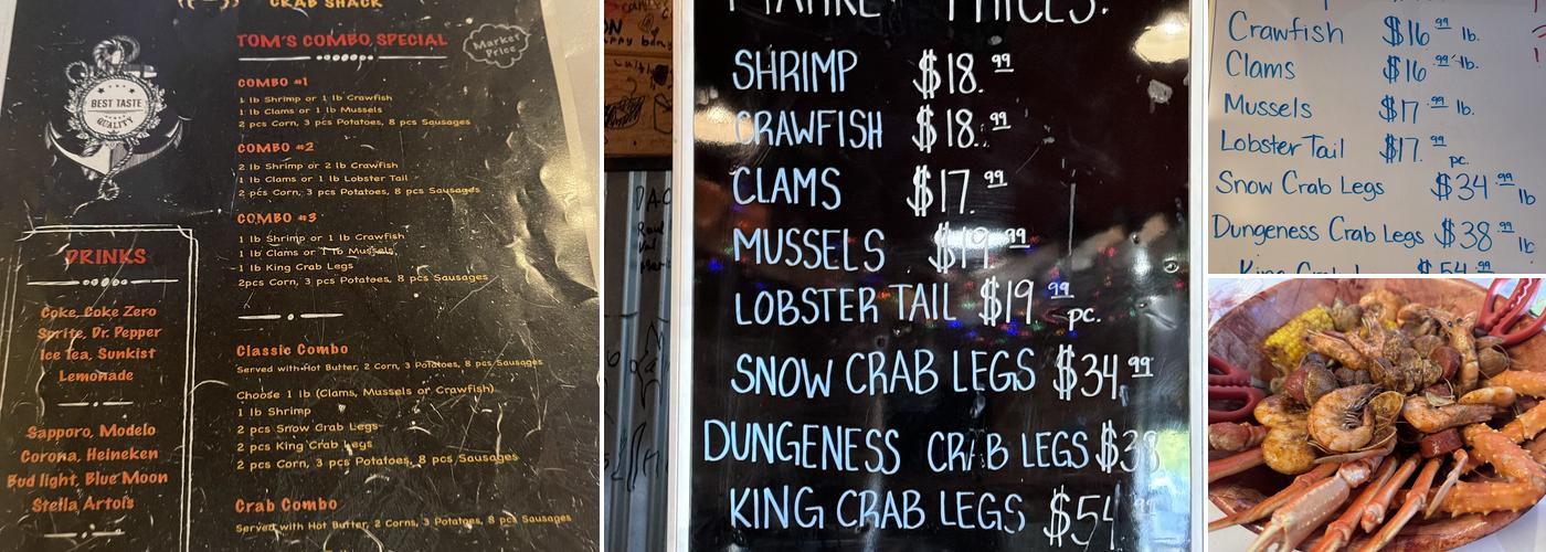 Tom's Crab Shack Menu