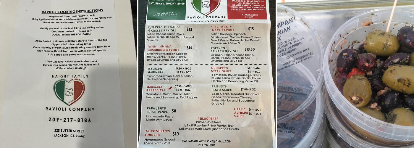 Home Maid Ravioli Co. Menu