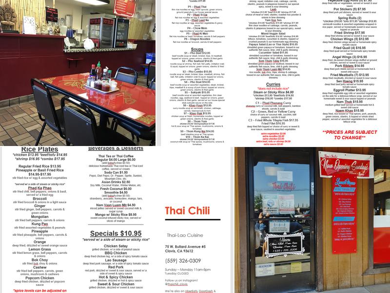 Thai Chili Menu
