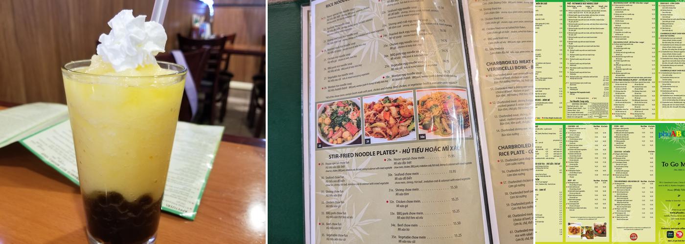 Phở ABC Menu