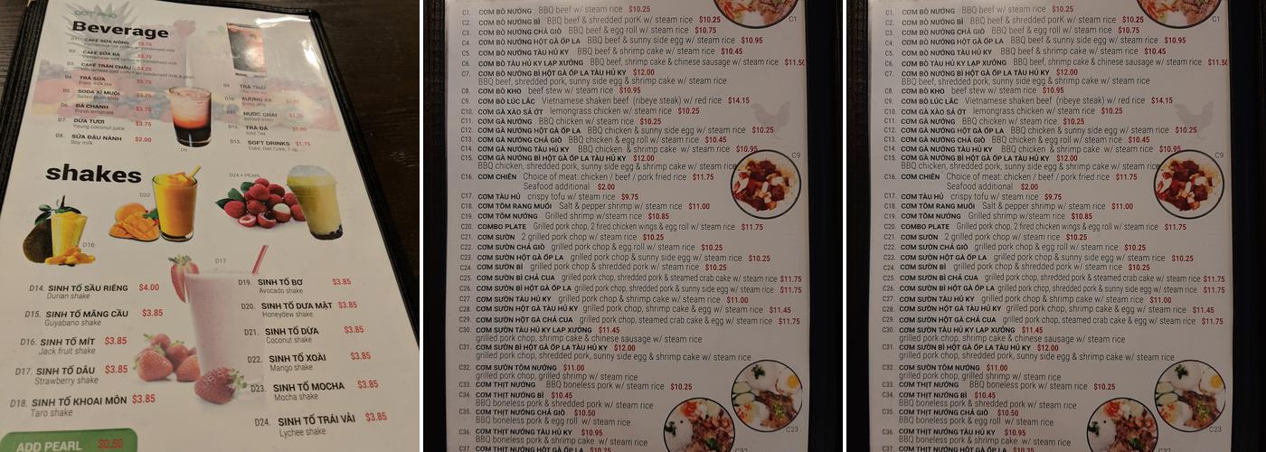 Got Phở Menu