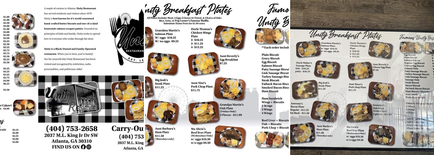 Unity Restaurant Menu