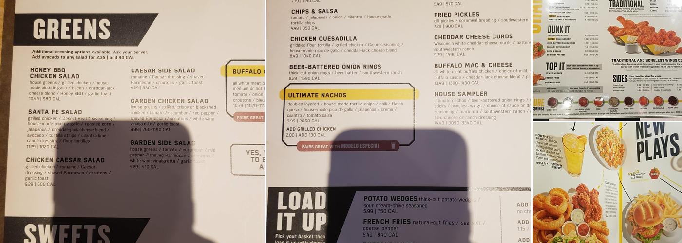 Buffalo Wild Wings Menu