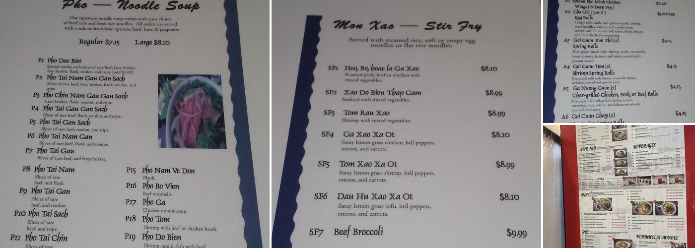 Pho Minh & Grill Menu