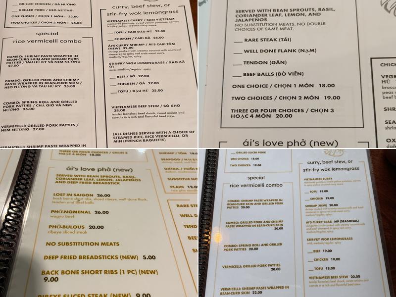 Pho Saigon Restaurant Menu