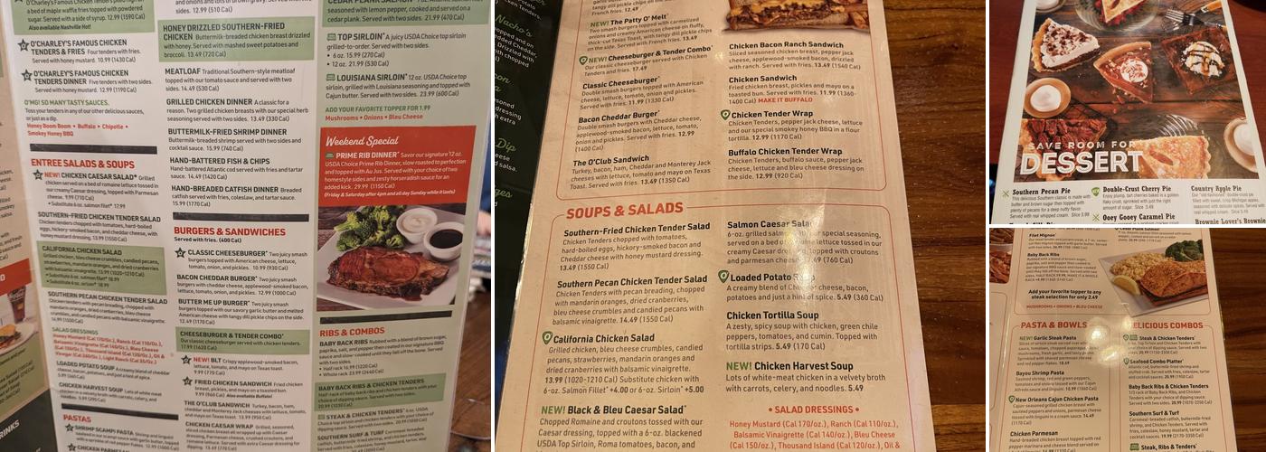 O'Charley's Restaurant & Bar Menu