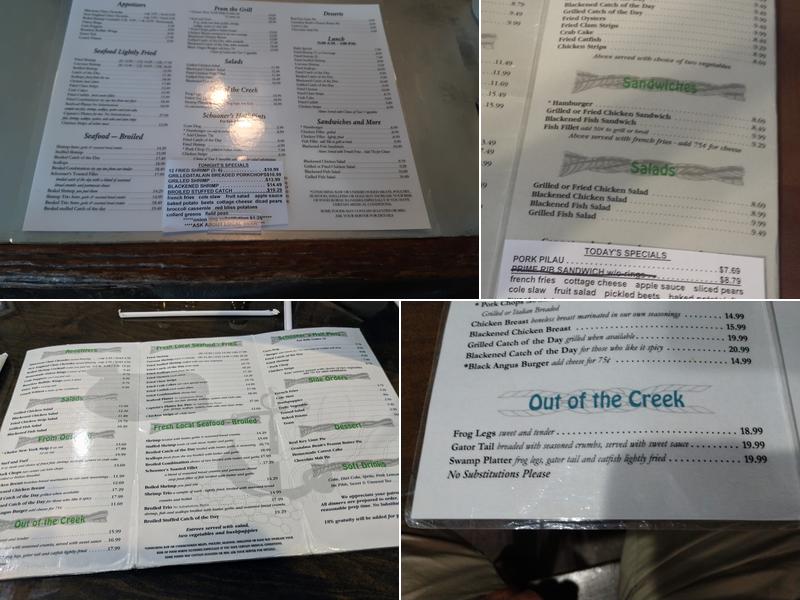 Schooner's Seafood House Menu