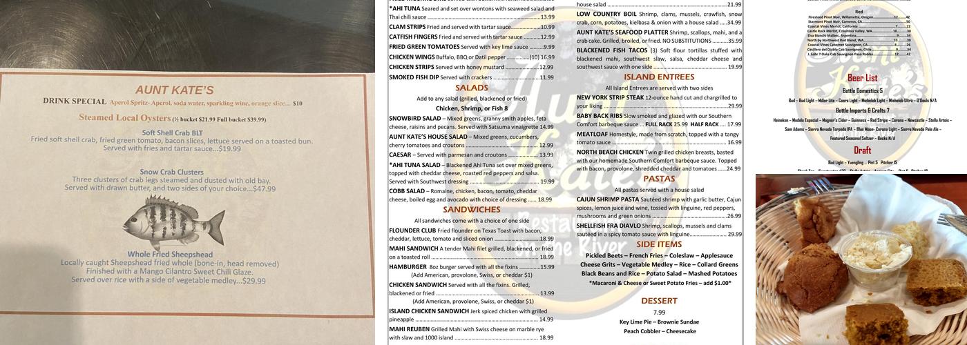 Aunt Kates Menu