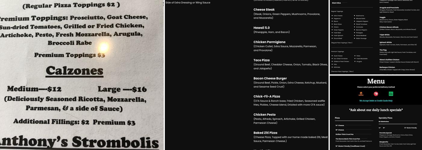 Perrotta’s Pizza Menu