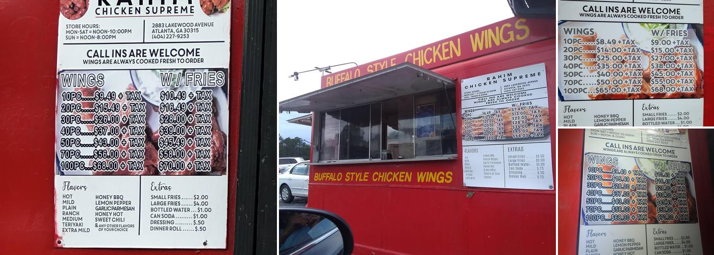 Rahim Chicken Supreme Menu