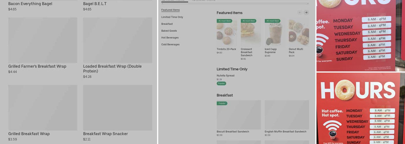 Tim Hortons Menu