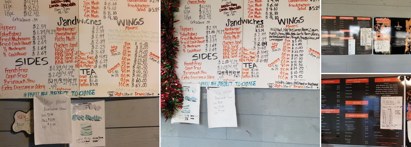 Blazer's Big Wing Menu