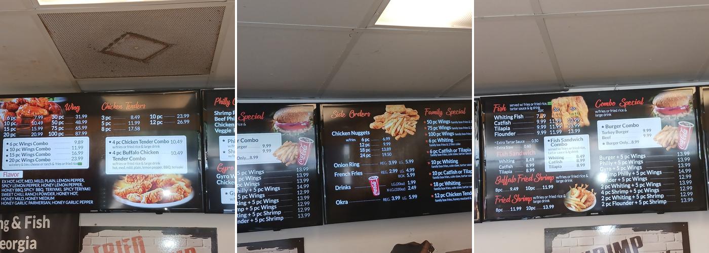 Wing & Fish Menu