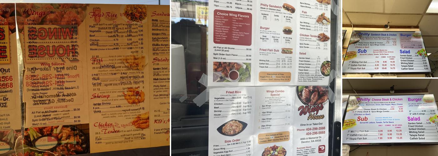Wings House Menu