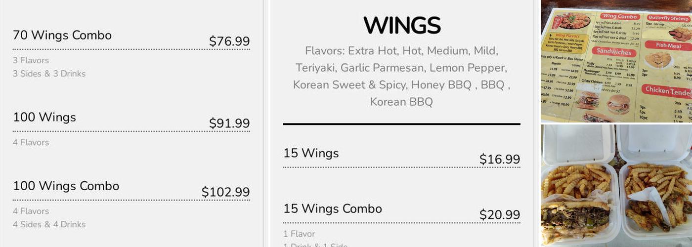 X Wings Menu