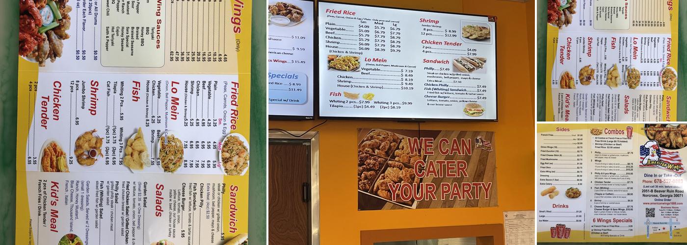 American wings Menu