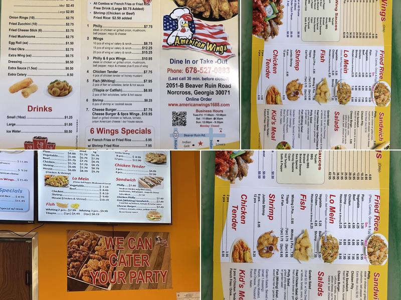 American wings Menu