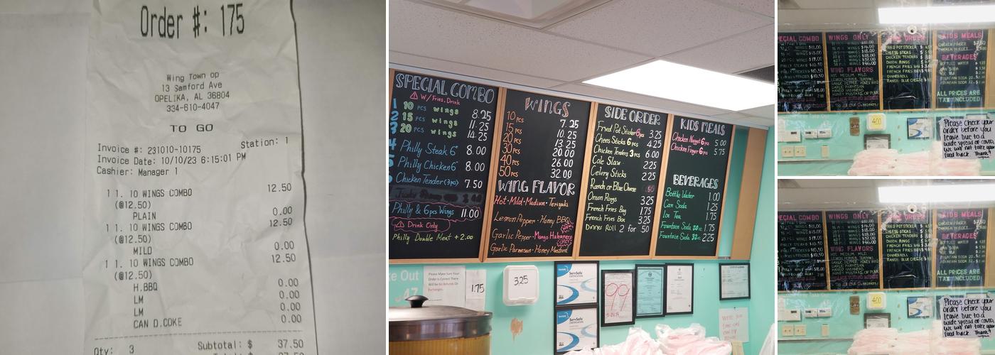 Wing Town Menu