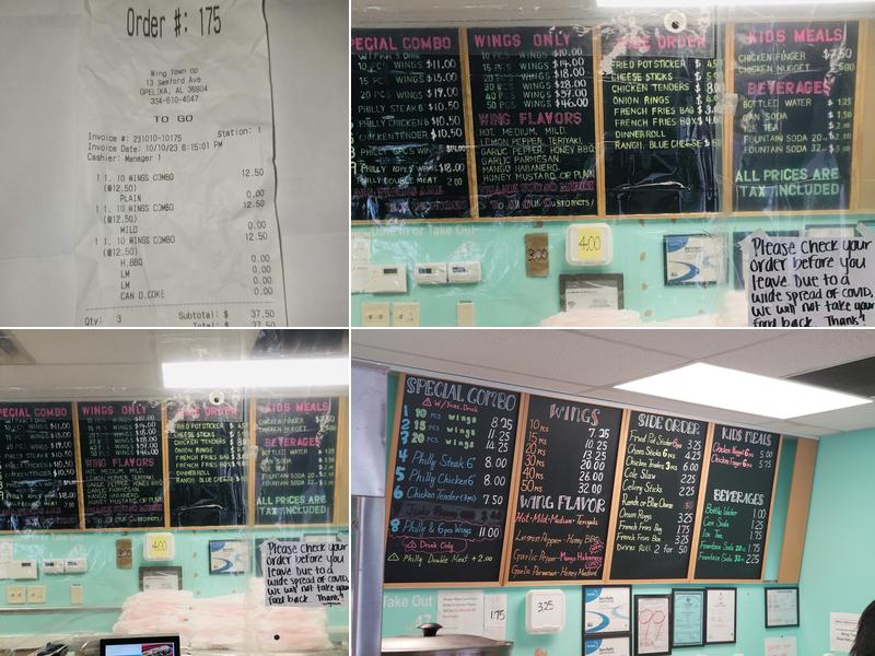 Wing Town Menu