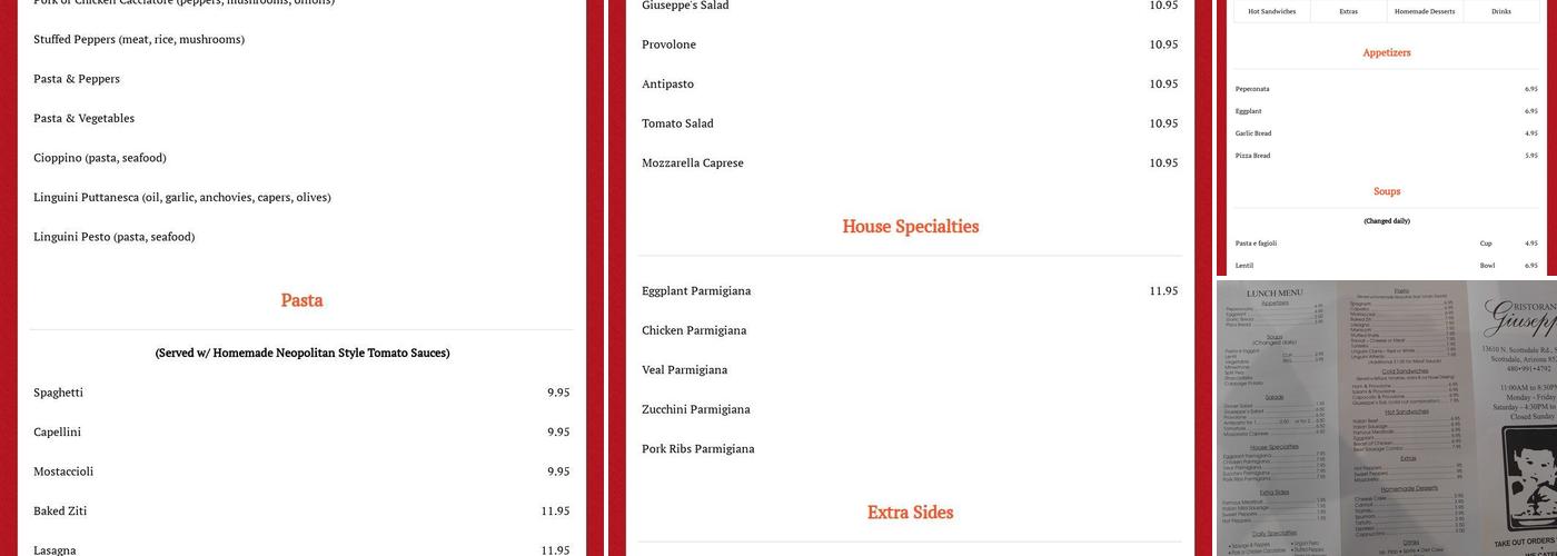 Ristorante Giuseppe Menu