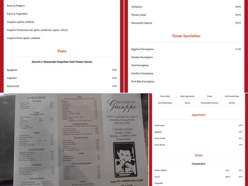Ristorante Giuseppe Menu