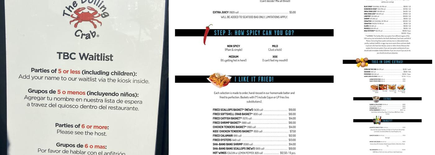 The Boiling Crab Menu