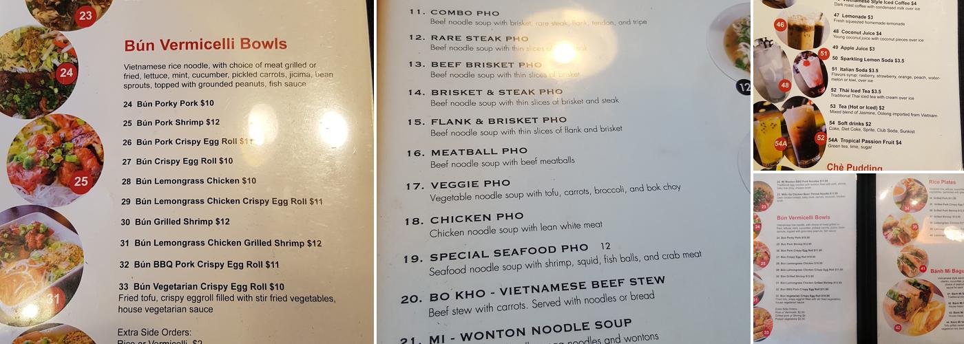 Pho Spot Menu