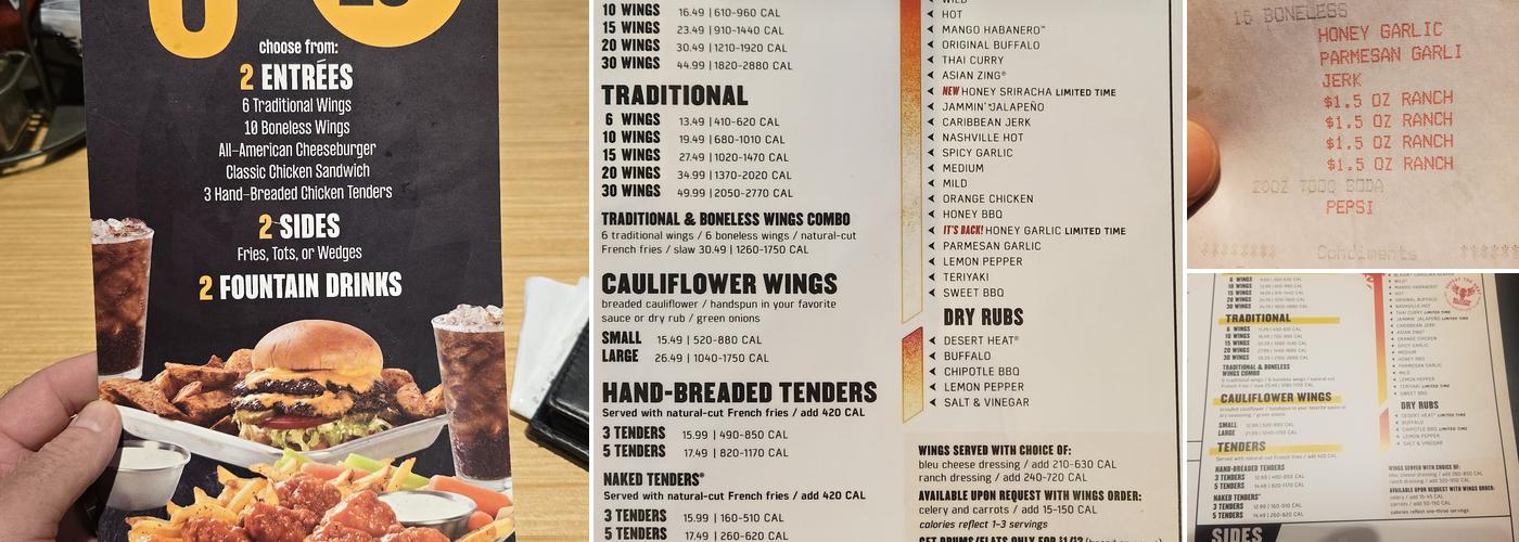 Buffalo Wild Wings Menu