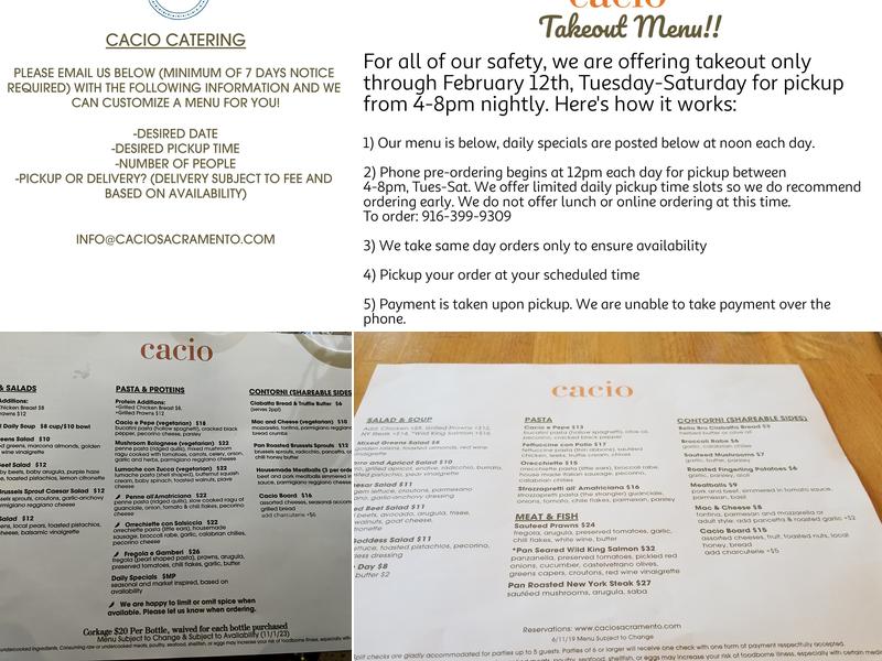 Cacio Menu